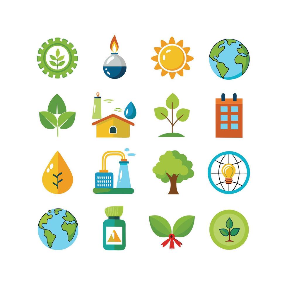 Environment and sustainability icon set illustration vector