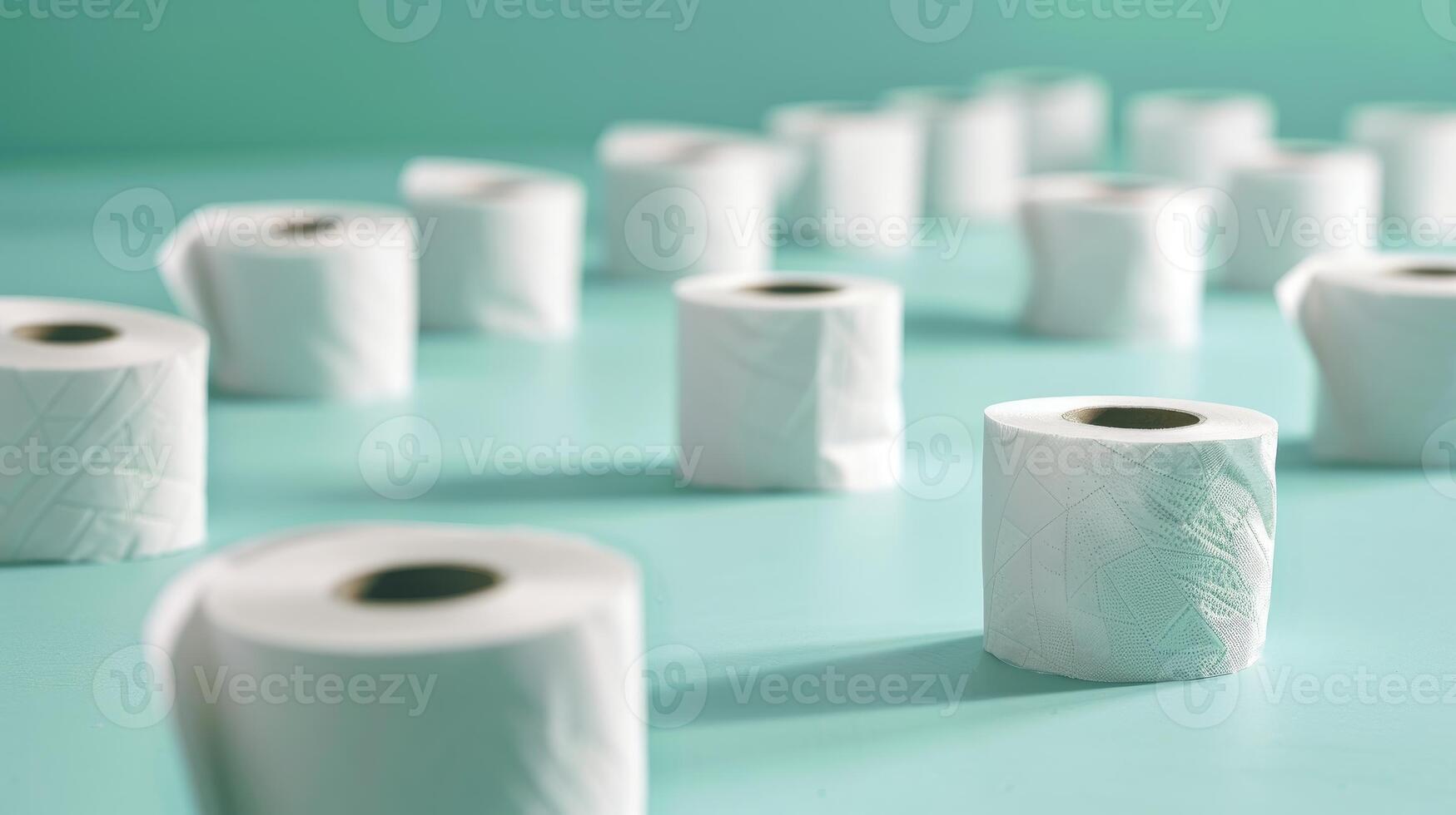 Minimalist Toilet Paper Roll Collection Displayed Under Soft Lighting photo