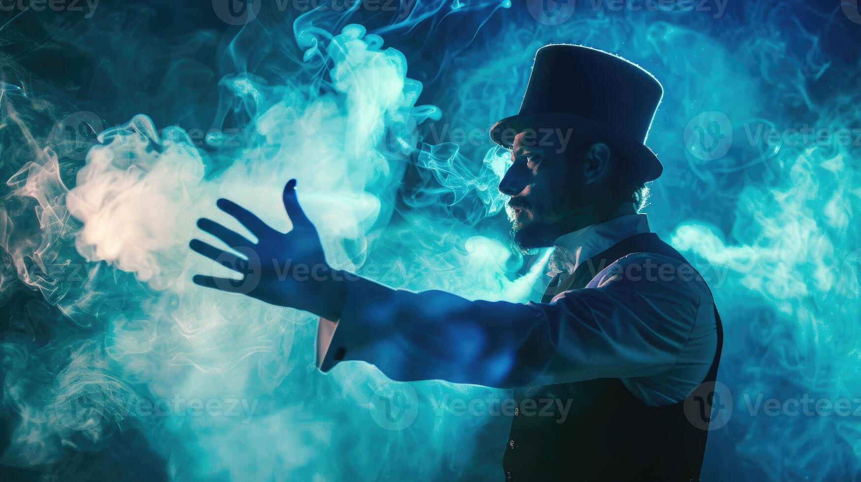 Mysterious Gentleman Reaching Through the Enigmatic Smoke photo