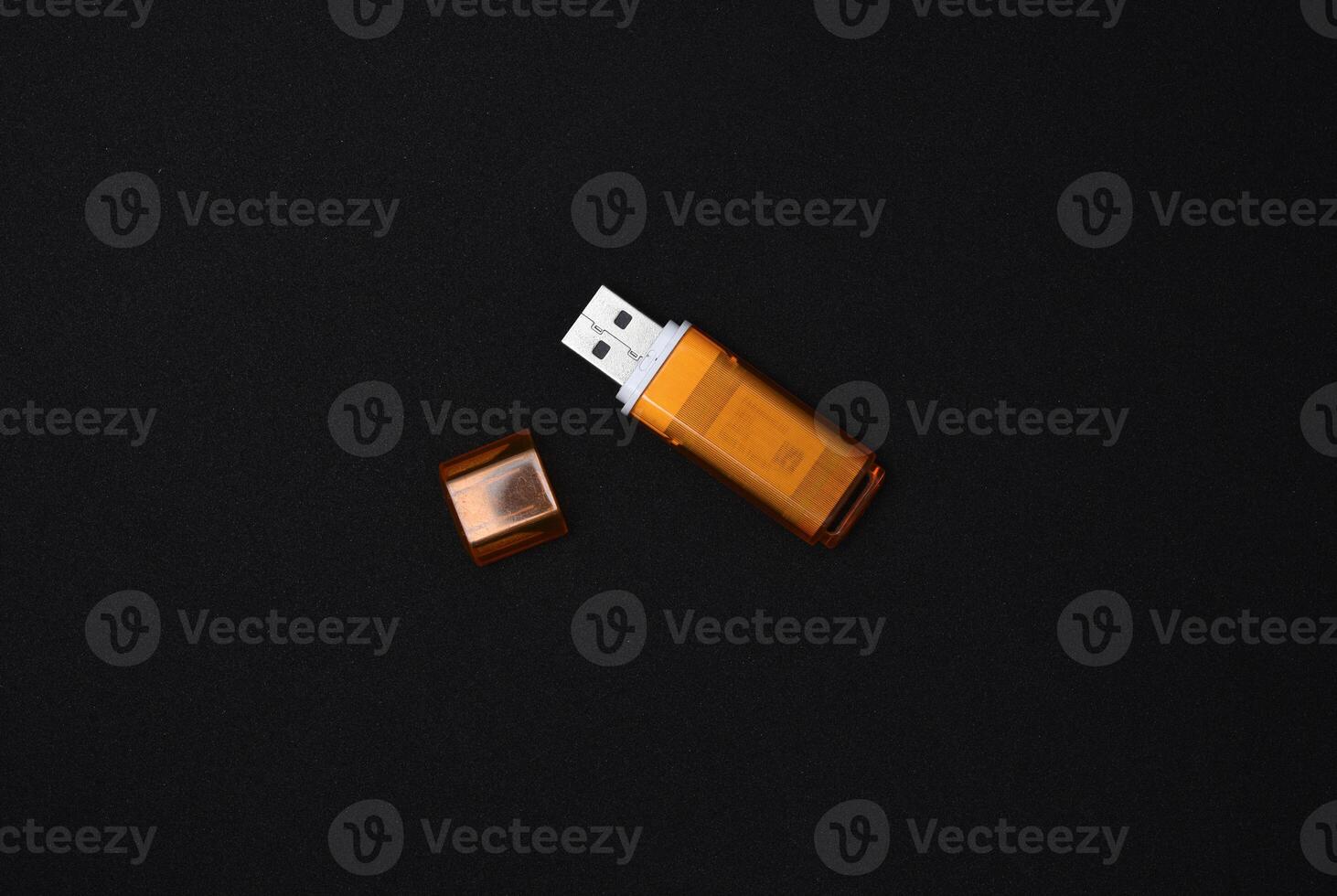 USB flash drives on a black background. The information carrier. Several flash drives. photo