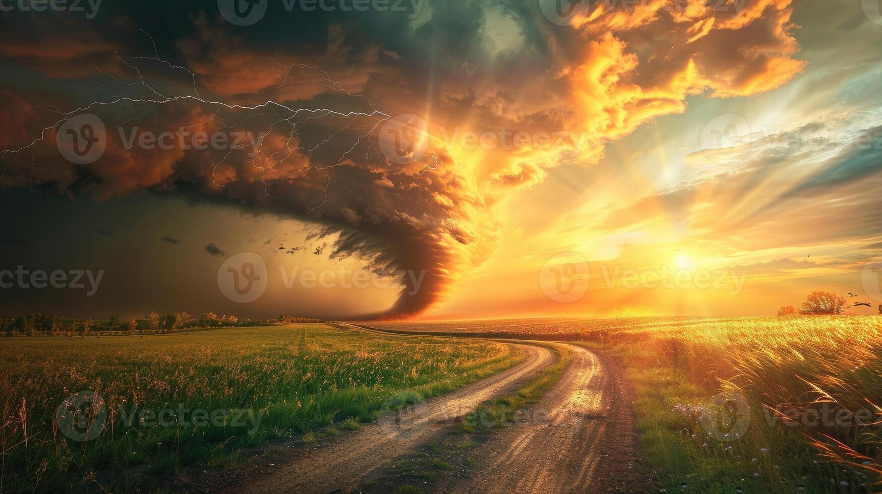The Stormy Path Journey through Fields of Light and Darkness photo