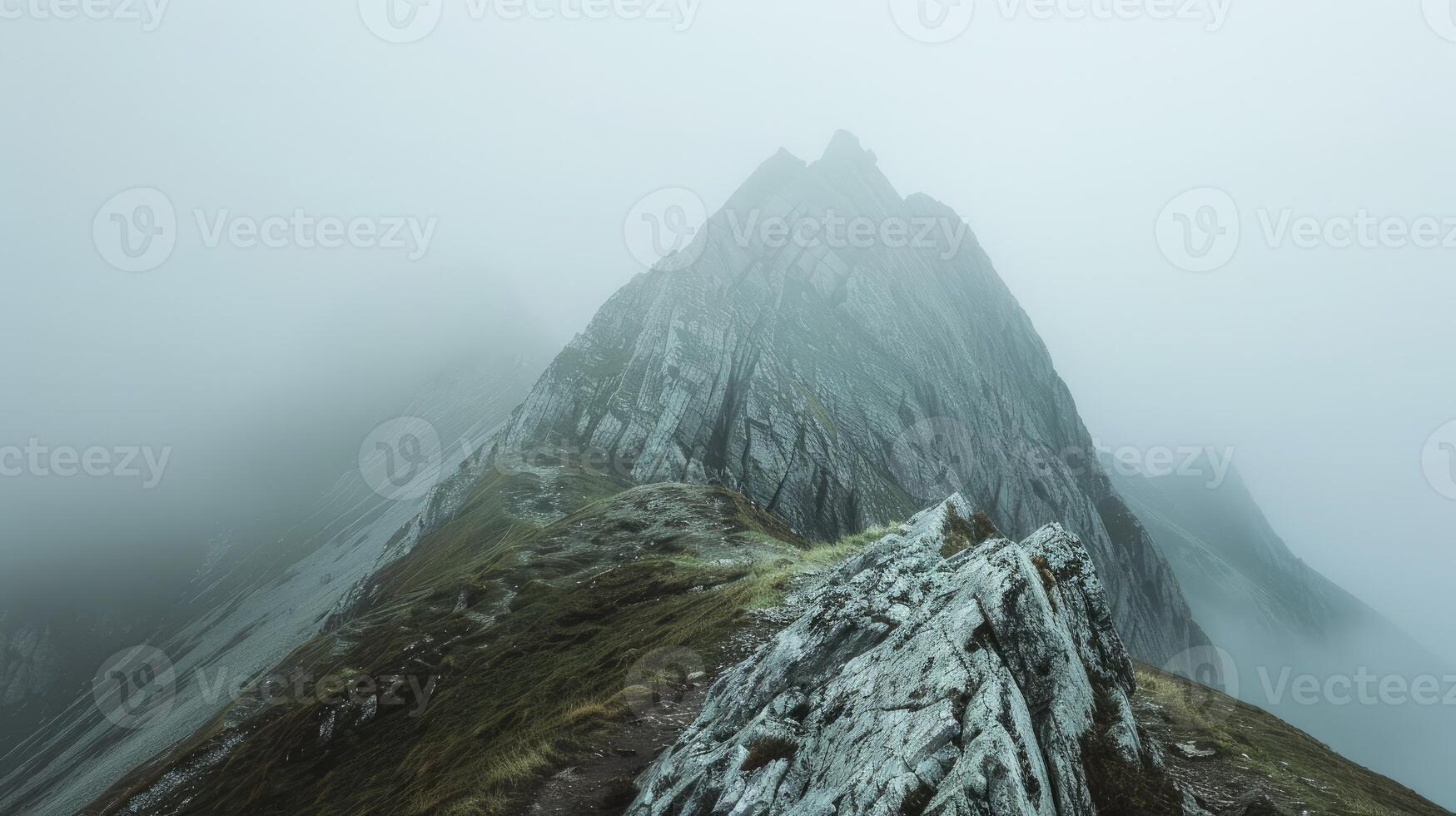 Majestic Misty Mountain Ridge A Mysterious and Ethereal Landscape photo