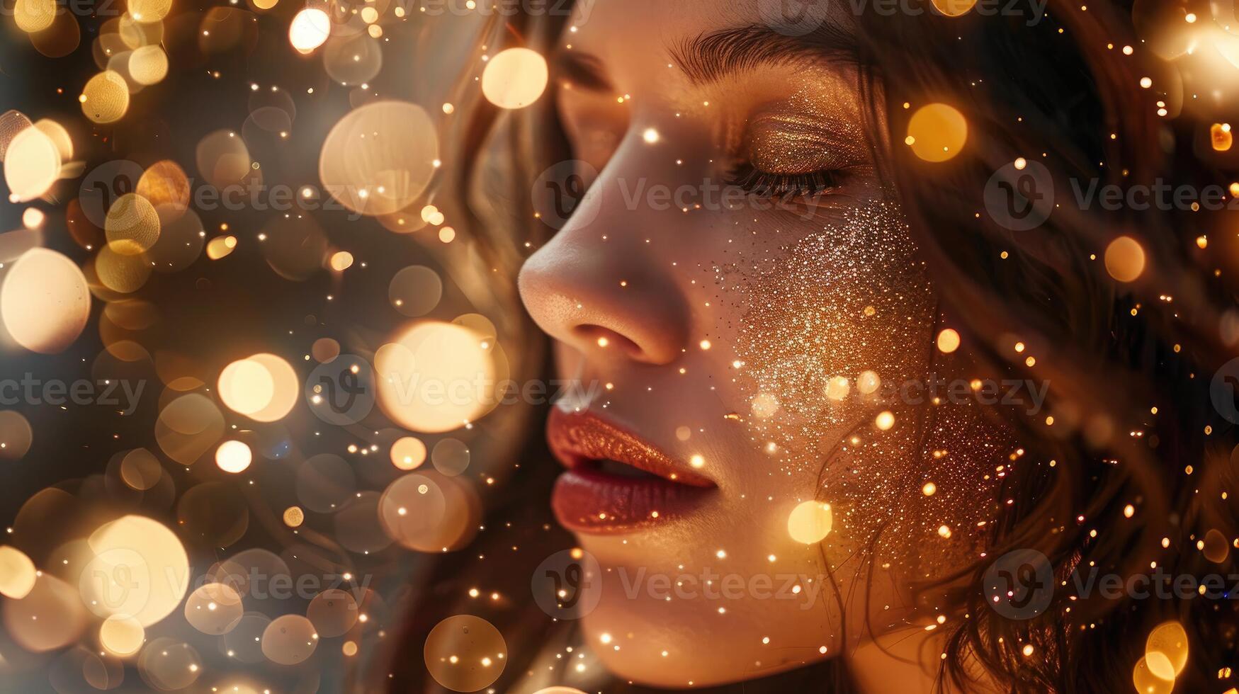 Dreamy Festive Night Glittered Beauty in Bokeh Lights photo