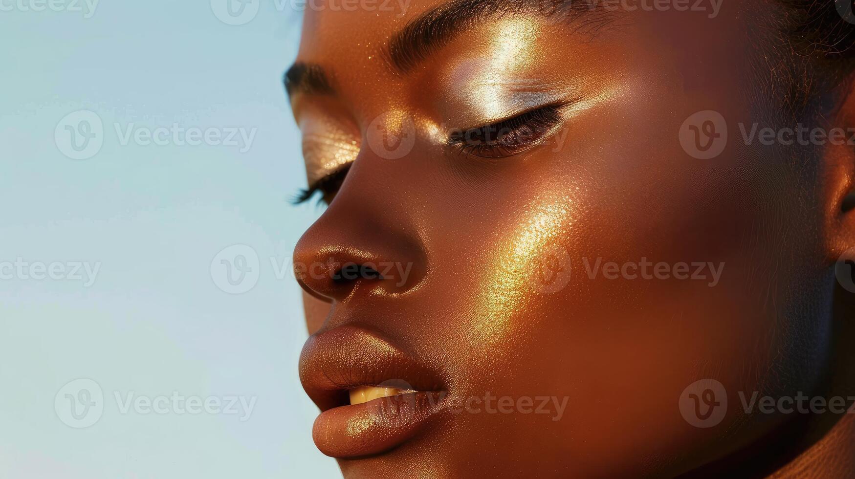 Glowing Beauty Soft Sunlit Closeup of Detailed Features photo