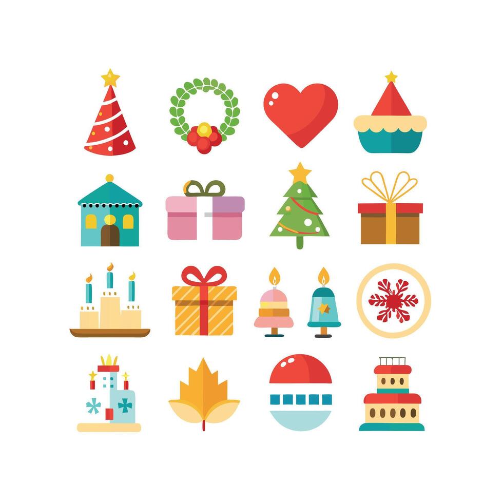 Holiday and Event Icon Set Collection Illustration vector