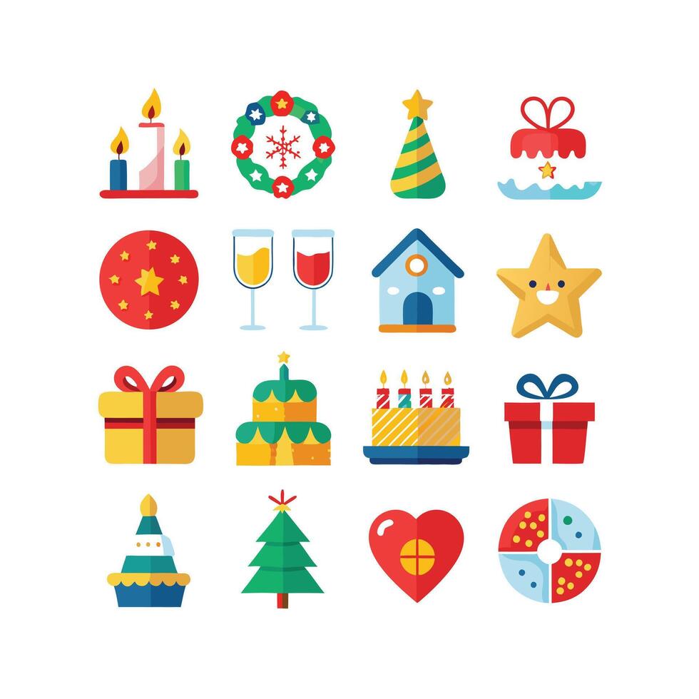 Holiday and Event Icon Set Collection Illustration vector