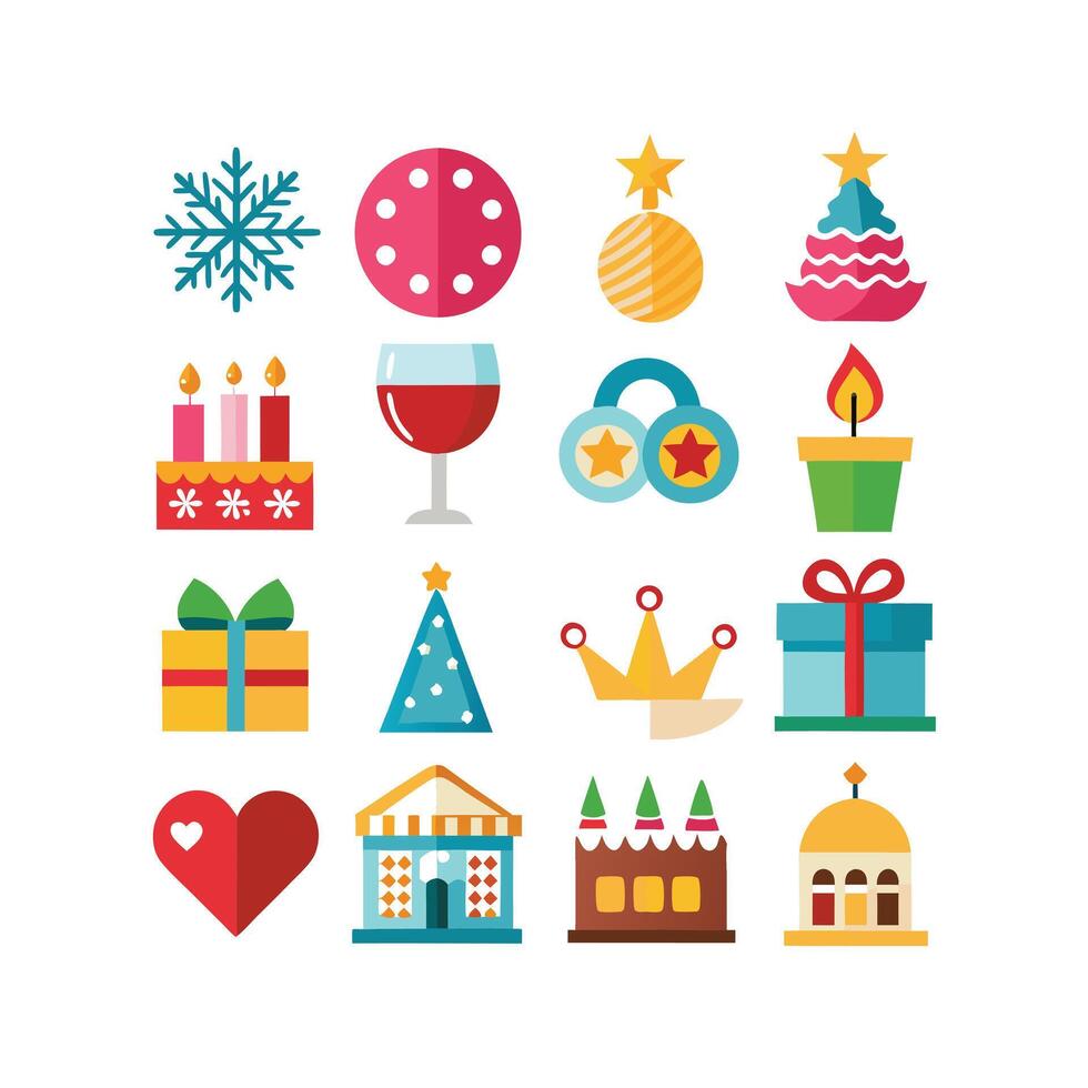 Holiday and Event Icon Set Collection Illustration vector