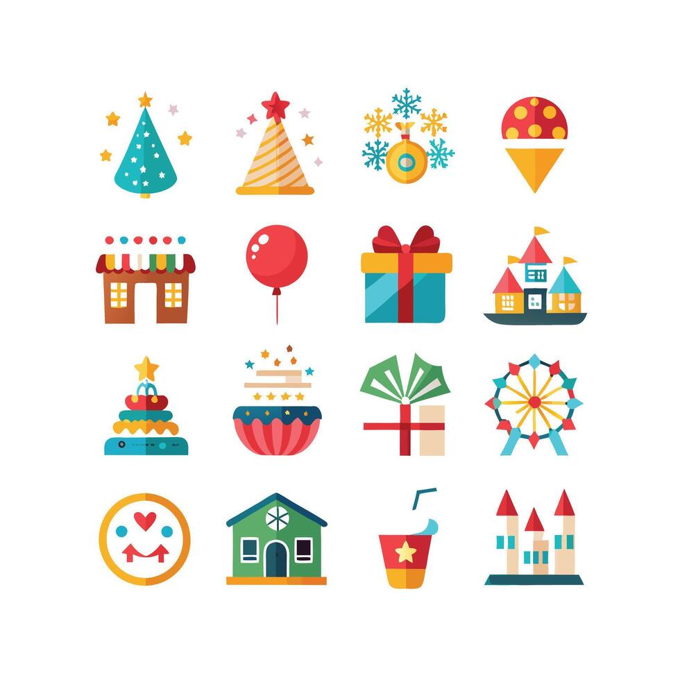 Holiday and Event Icon Set Collection Illustration vector