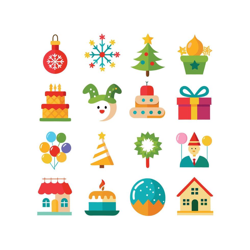 Holiday and Event Icon Set Collection Illustration vector