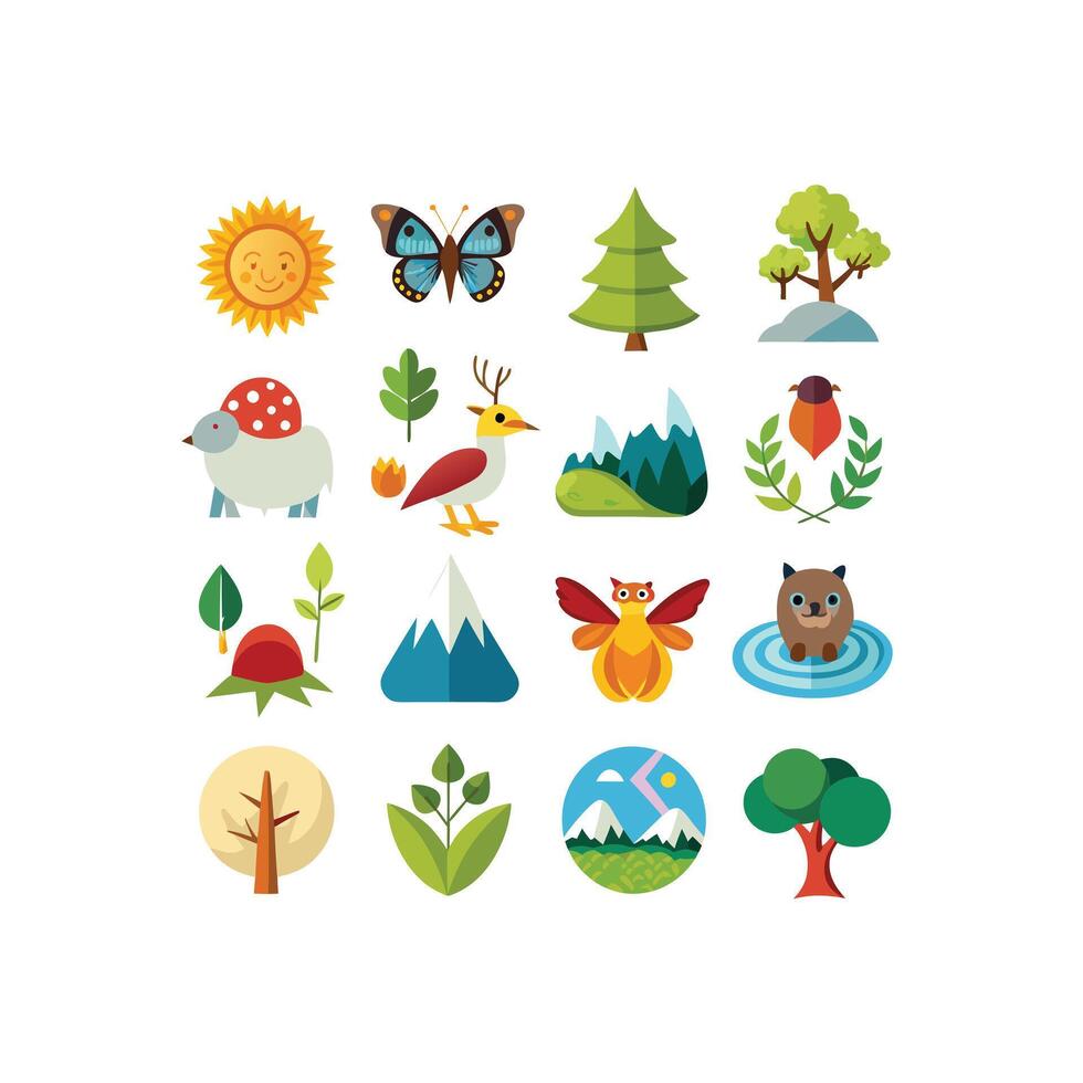 Nature Icon Set Collection Illustration vector