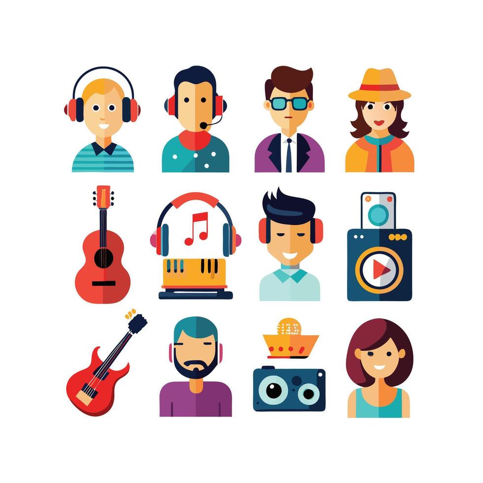 Music and Entertainment Icon Set Collection Illustration vector