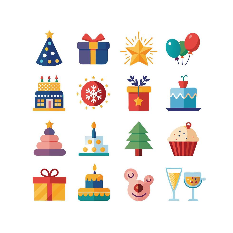Holiday and Event Icon Set Collection Illustration vector