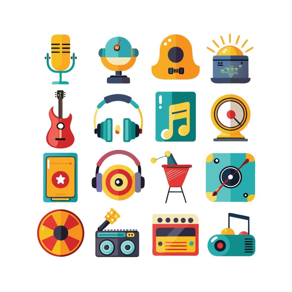 Music and Entertainment Icon Set Collection Illustration vector