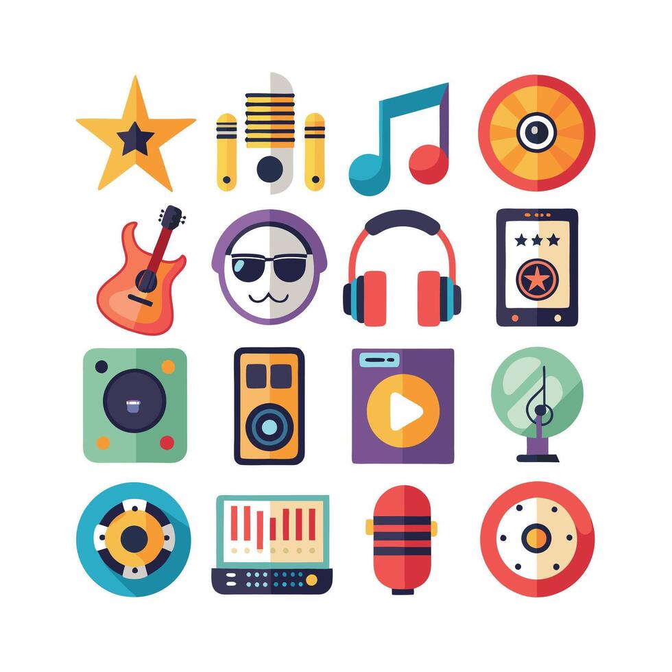 Music and Entertainment Icon Set Collection Illustration vector