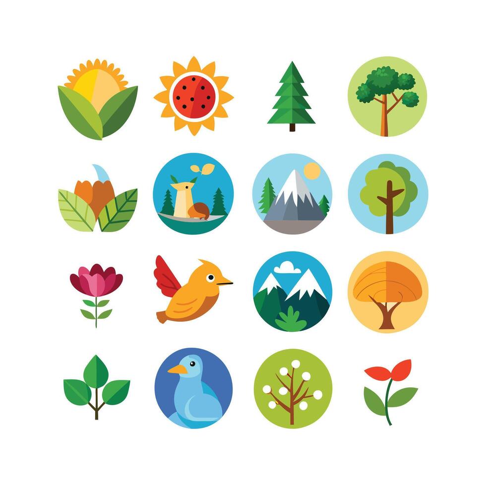 Nature Icon Set Collection Illustration vector