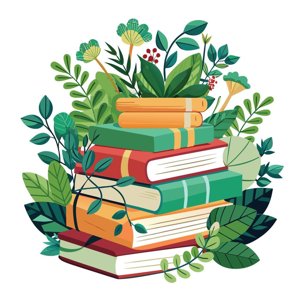 Book stack Illustration concept vector