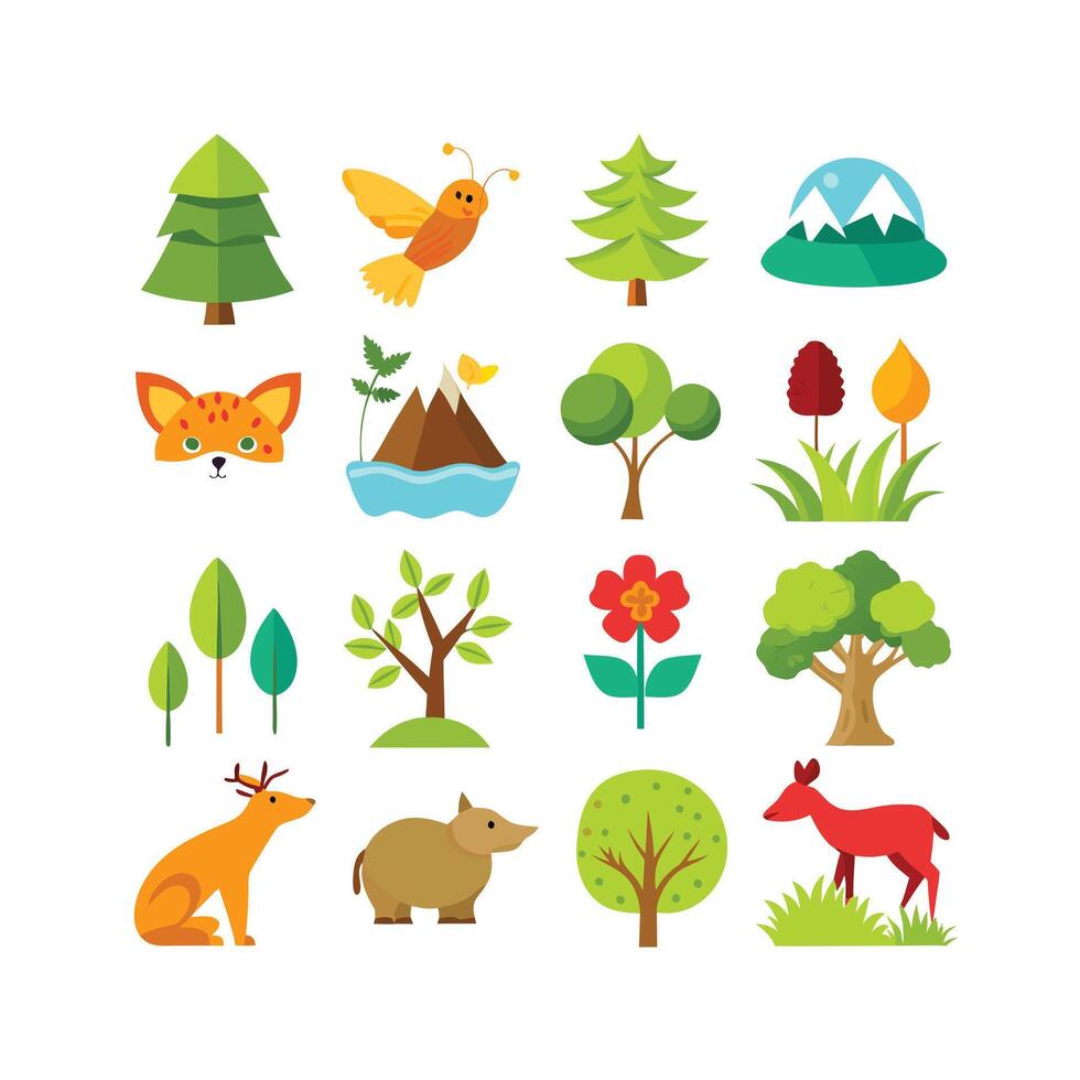 Nature Icon Set Collection Illustration vector