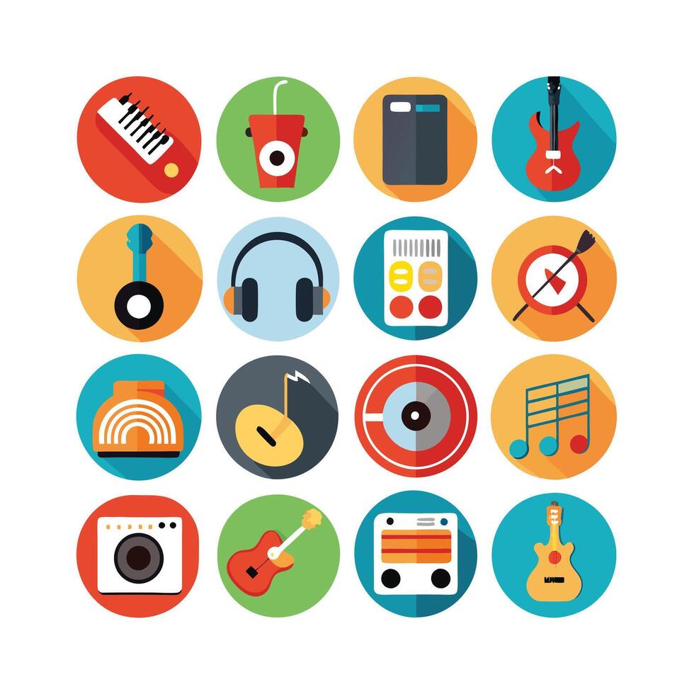 Music and Entertainment Icon Set Collection Illustration vector