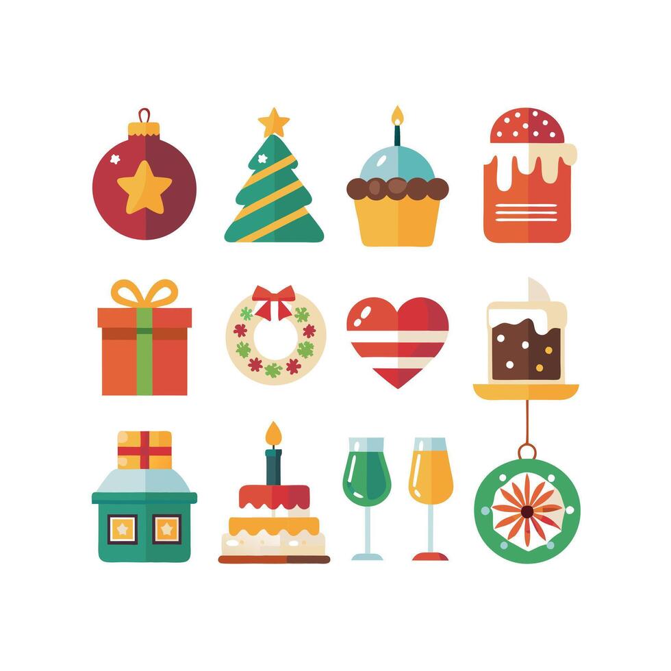Holiday and Event Icon Set Collection Illustration vector