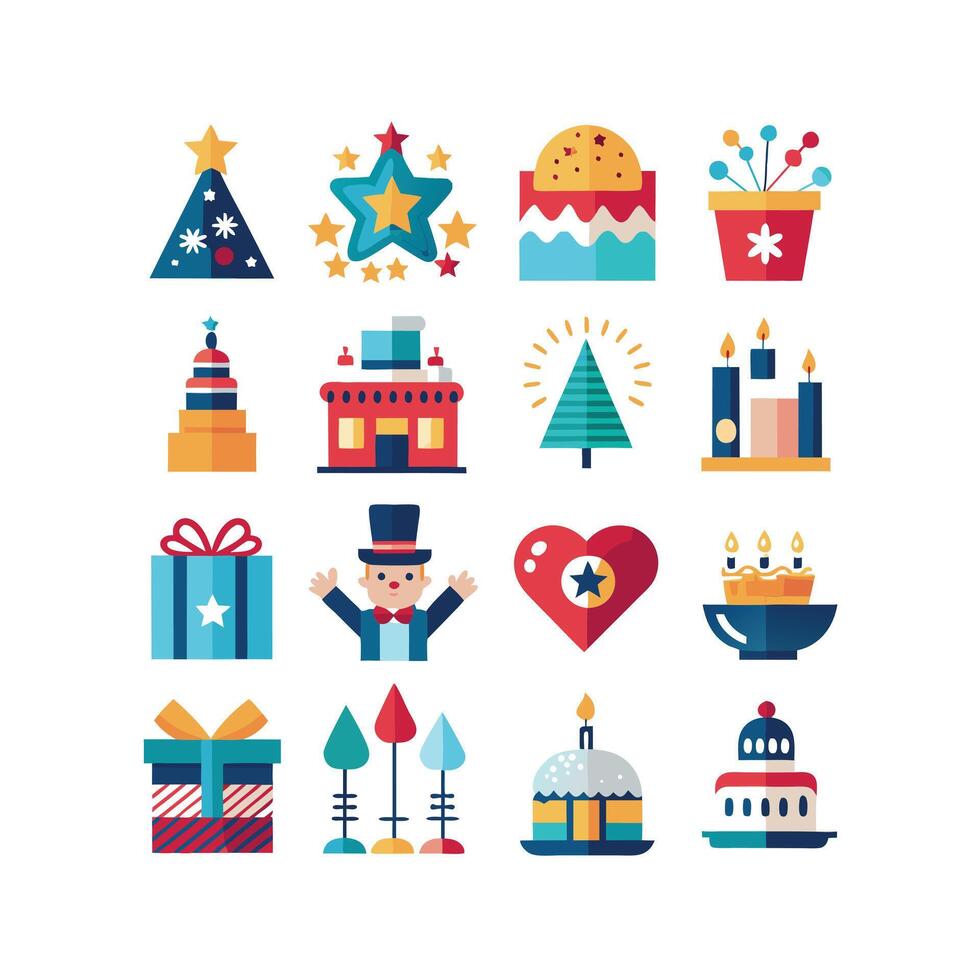 Holiday and Event Icon Set Collection Illustration vector