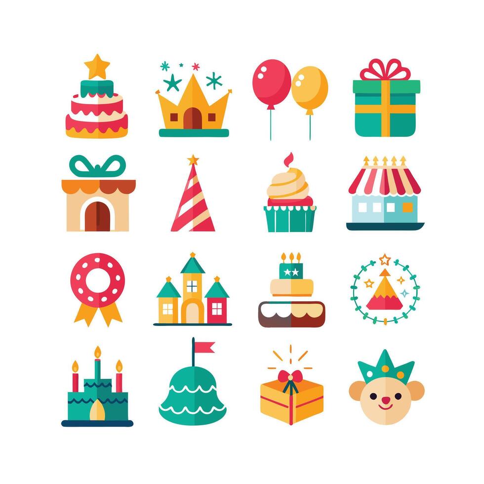 Holiday and Event Icon Set Collection Illustration vector