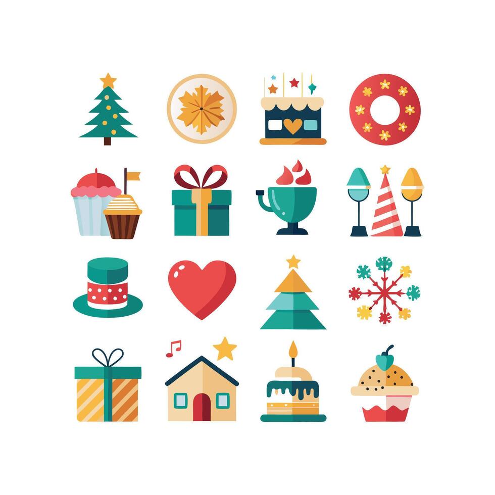 Holiday and Event Icon Set Collection Illustration vector