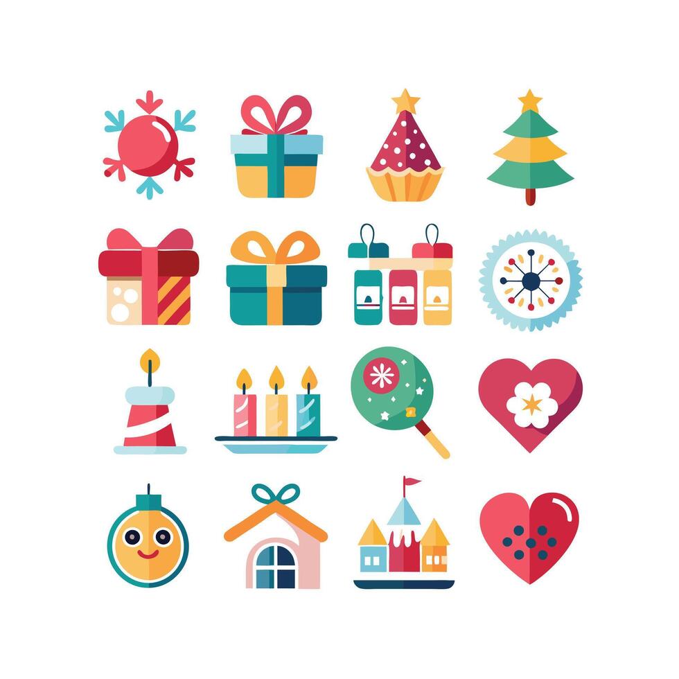 Holiday and Event Icon Set Collection Illustration vector