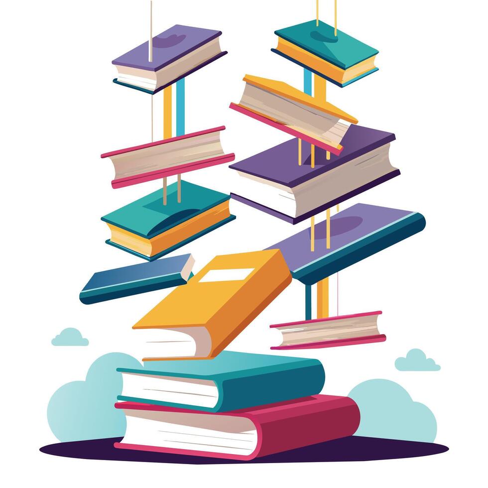 Book stack Illustration concept vector