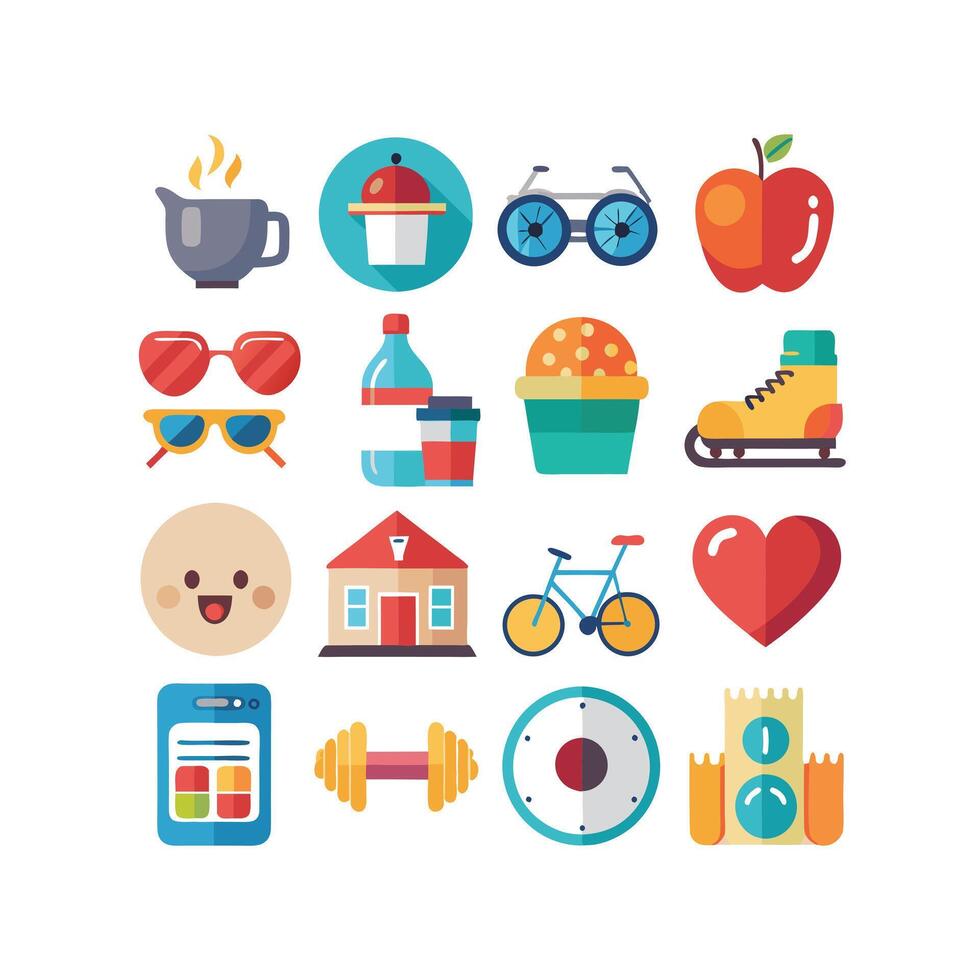 Lifestyle and Leisure Icon Set Collection Illustration vector