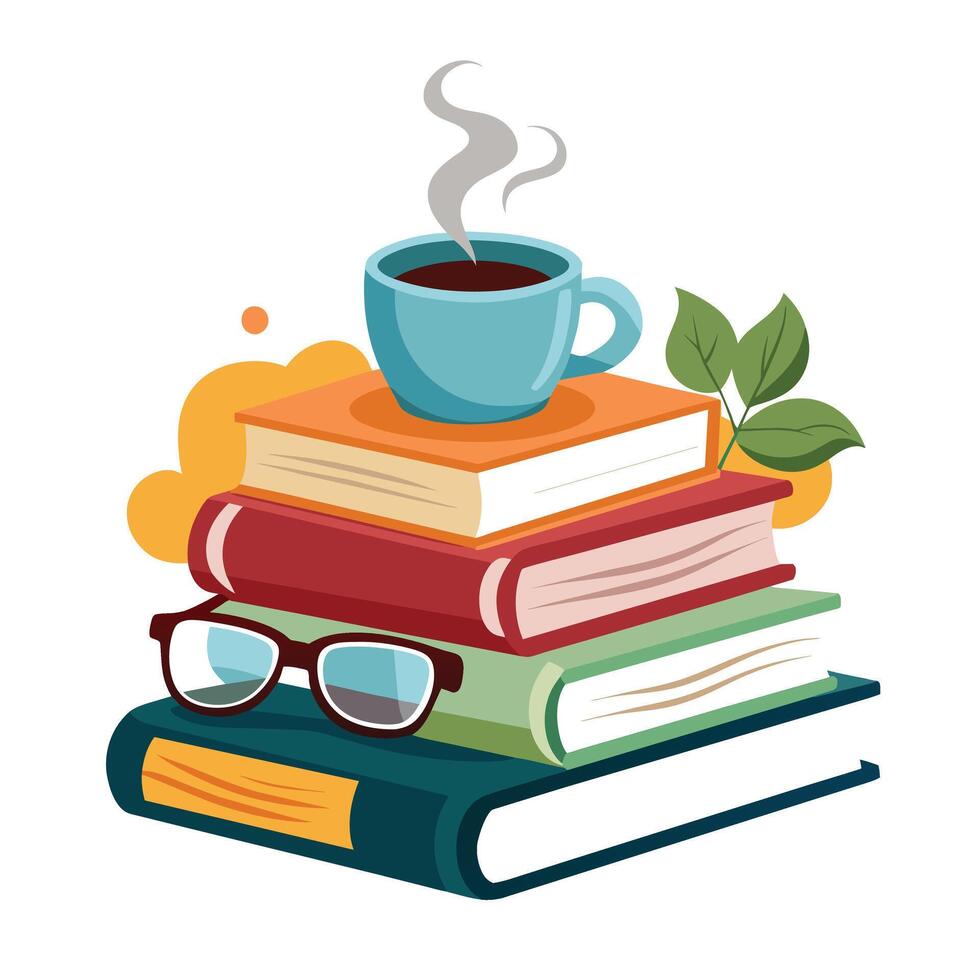 Book stack Illustration concept vector