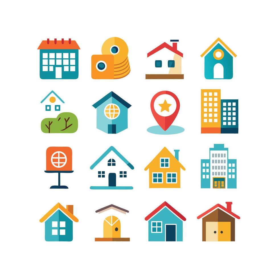 Home and Real Estate Icon Set Collection Illustration vector