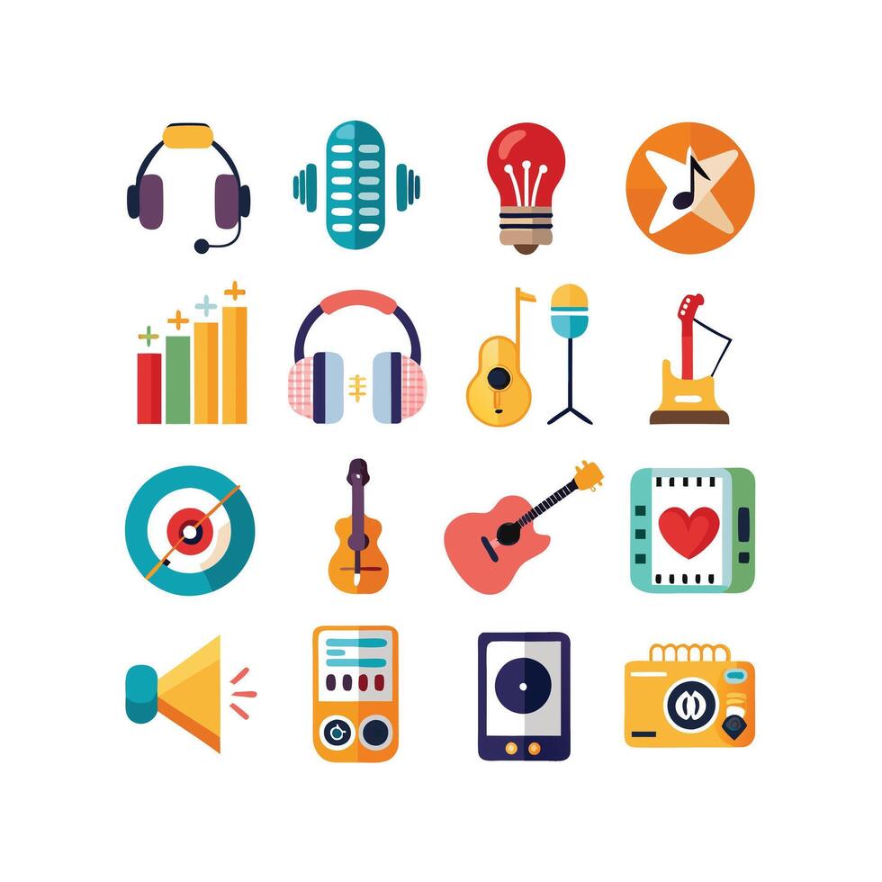 Music and Entertainment Icon Set Collection Illustration vector