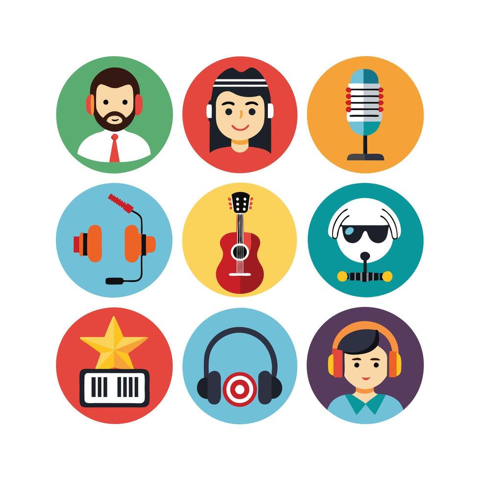 Music and Entertainment Icon Set Collection Illustration vector