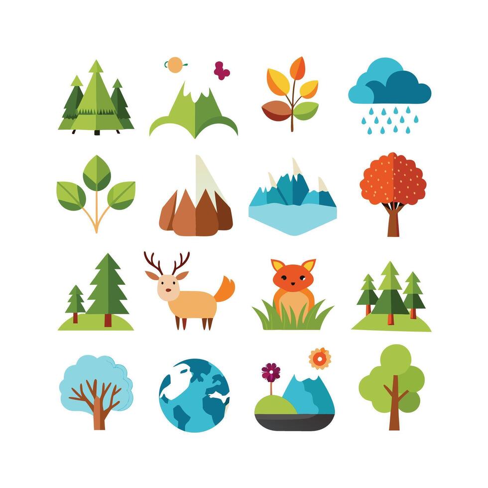 Nature Icon Set Collection Illustration vector