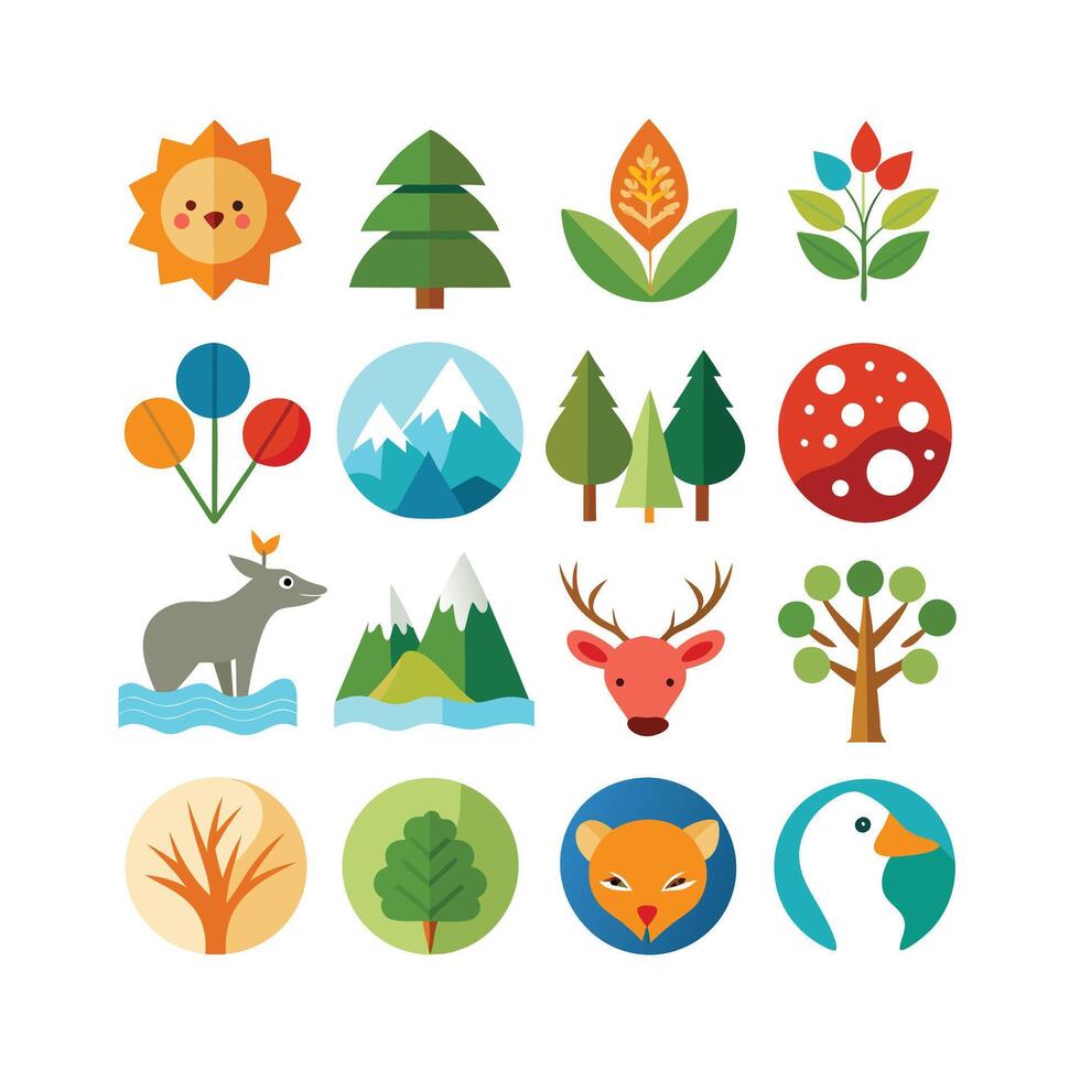 Nature Icon Set Collection Illustration vector