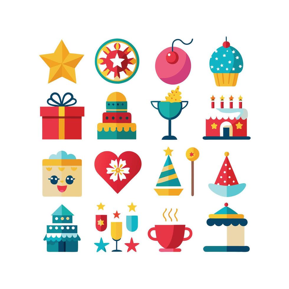 Holiday and Event Icon Set Collection Illustration vector