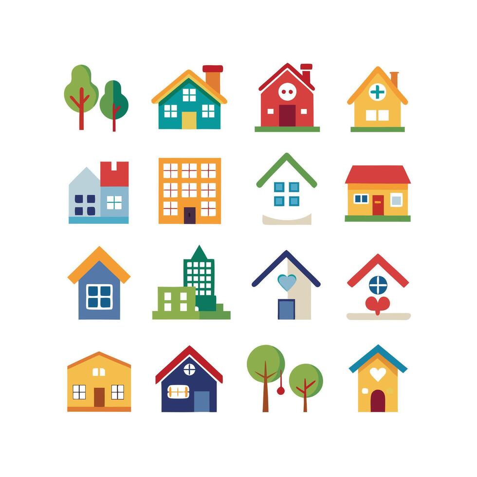 Home and Real Estate Icon Set Collection Illustration vector