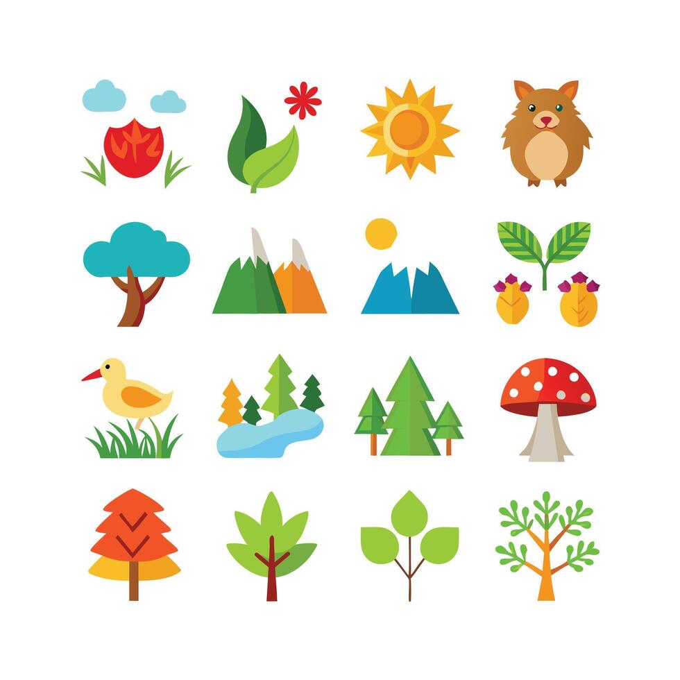 Nature Icon Set Collection Illustration vector