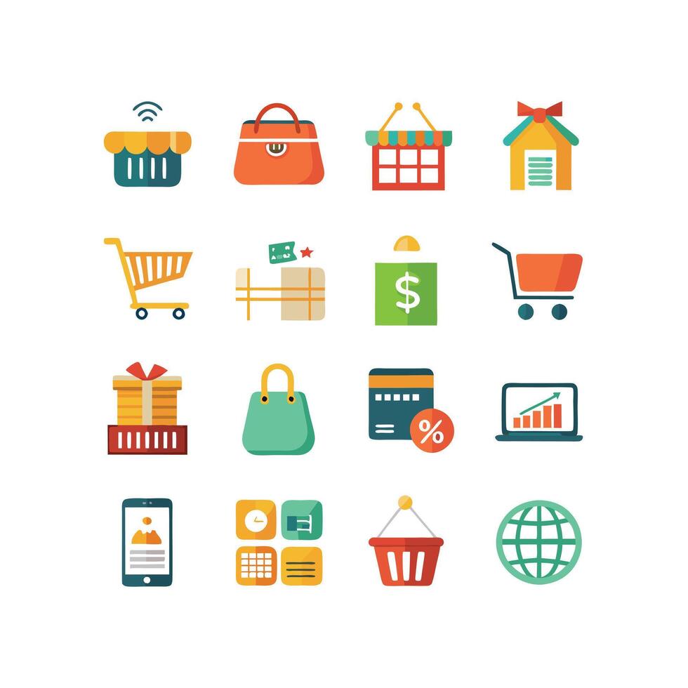 Retail and Shopping Icon Set Collection Illustration vector
