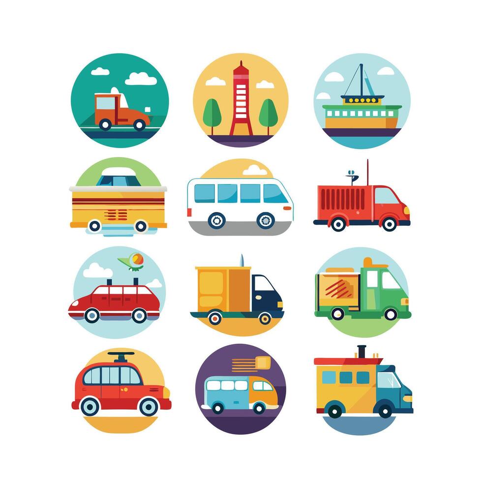 Transportation Icon Set Collection Illustration vector