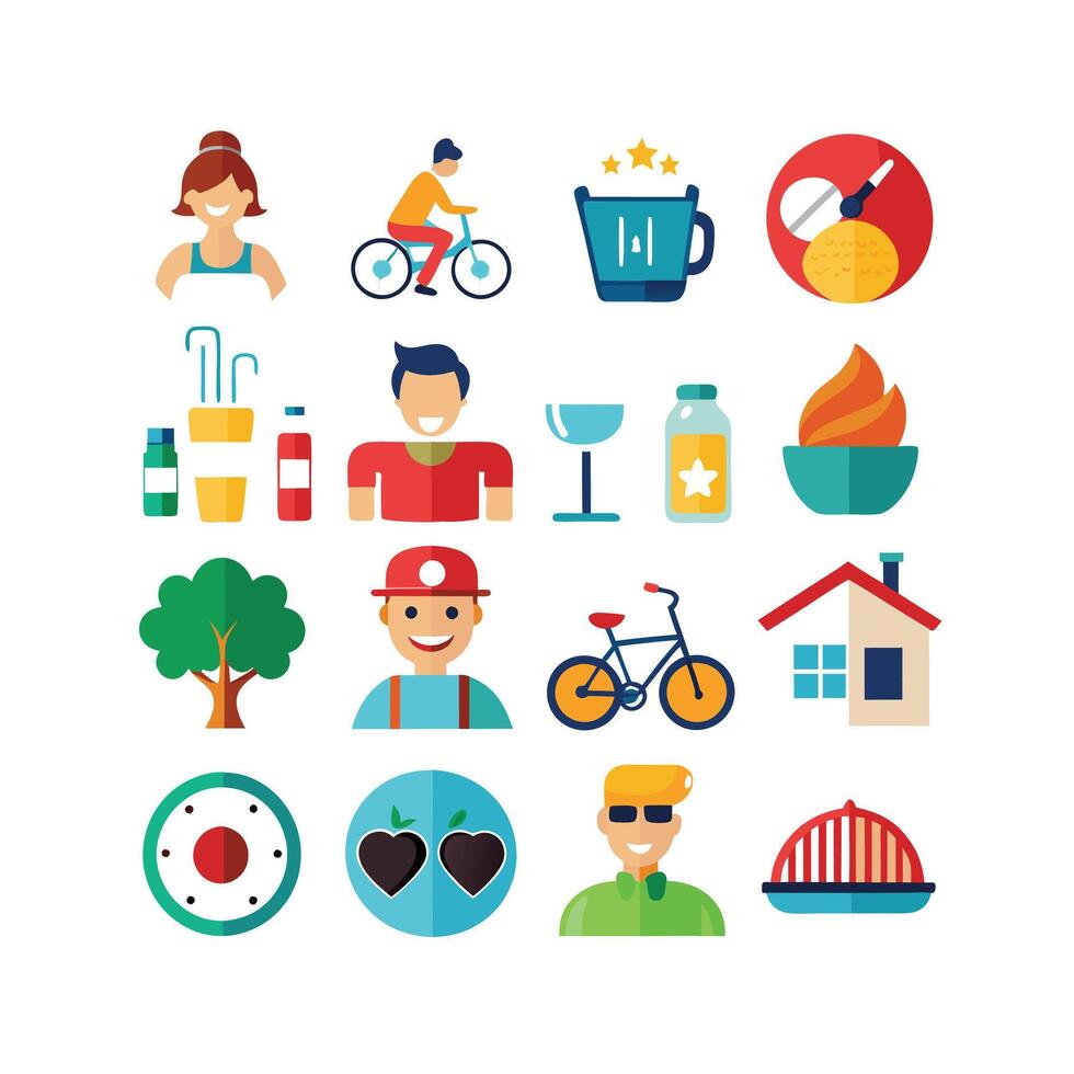Lifestyle and Leisure Icon Set Collection Illustration vector