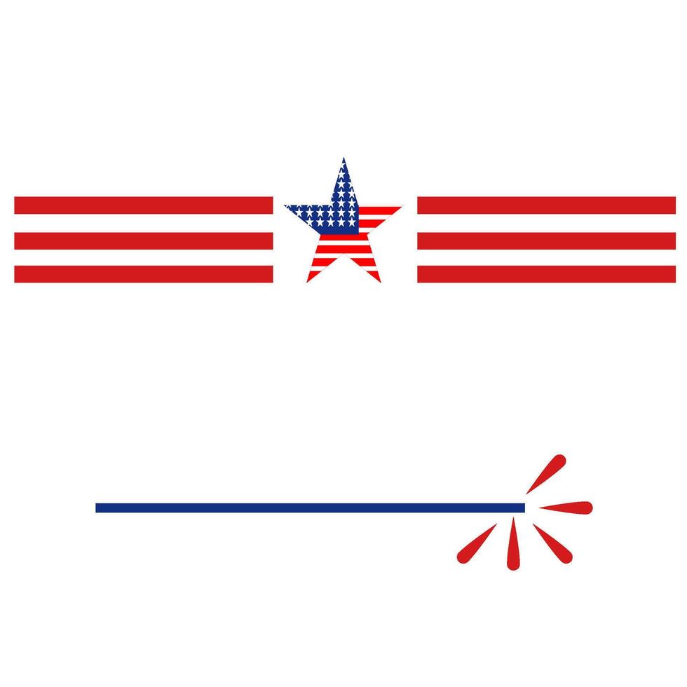 Colorful stars of the United States flag and red line vector