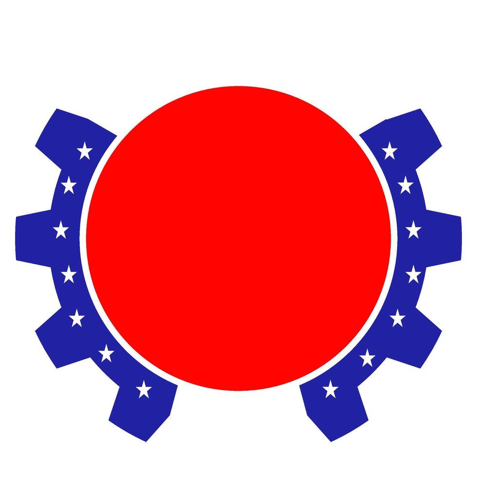 cogs with star red circle shape vector