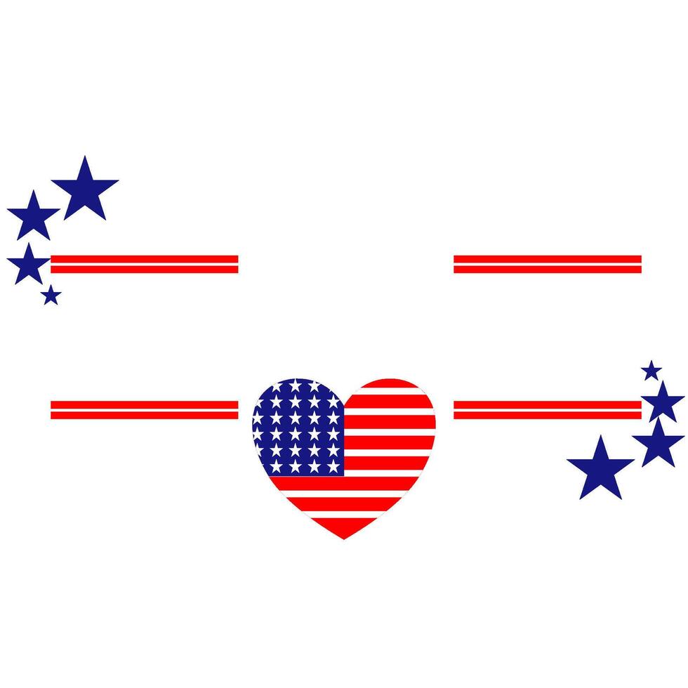 A heart with colors and patterns of the American flag and star shape vector