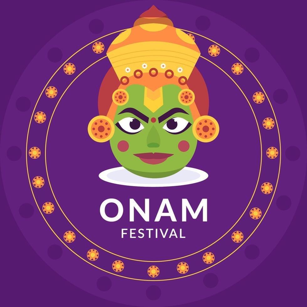 happy onam festival illustration in flat style design vector