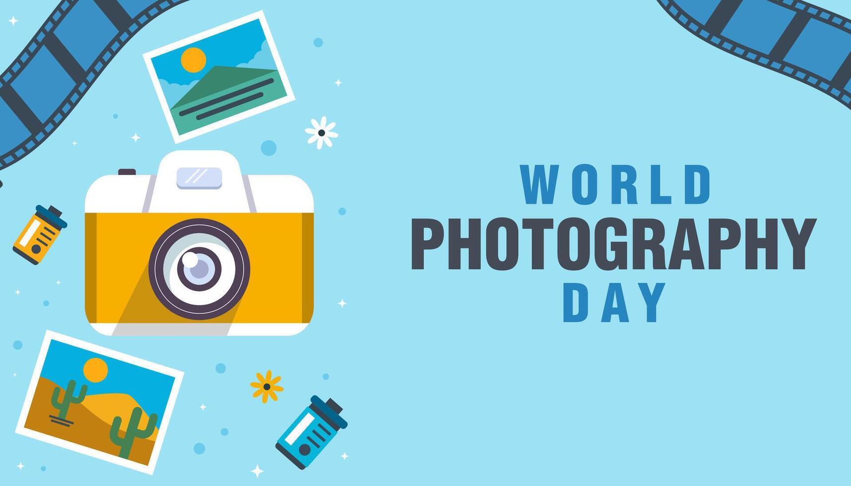 world photography day background illustration in flat style vector