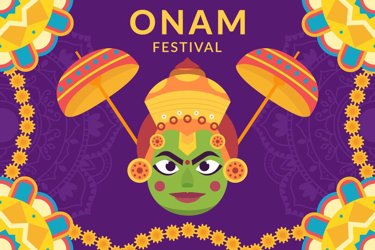 happy onam festival background illustration in flat style vector
