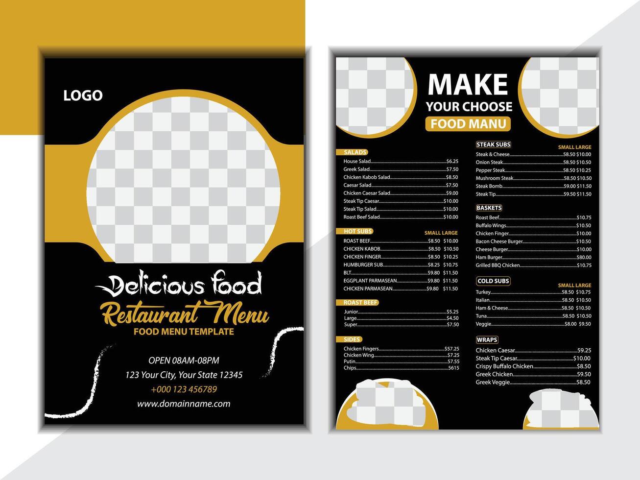 Modern restaurant menu design template for fast food vector