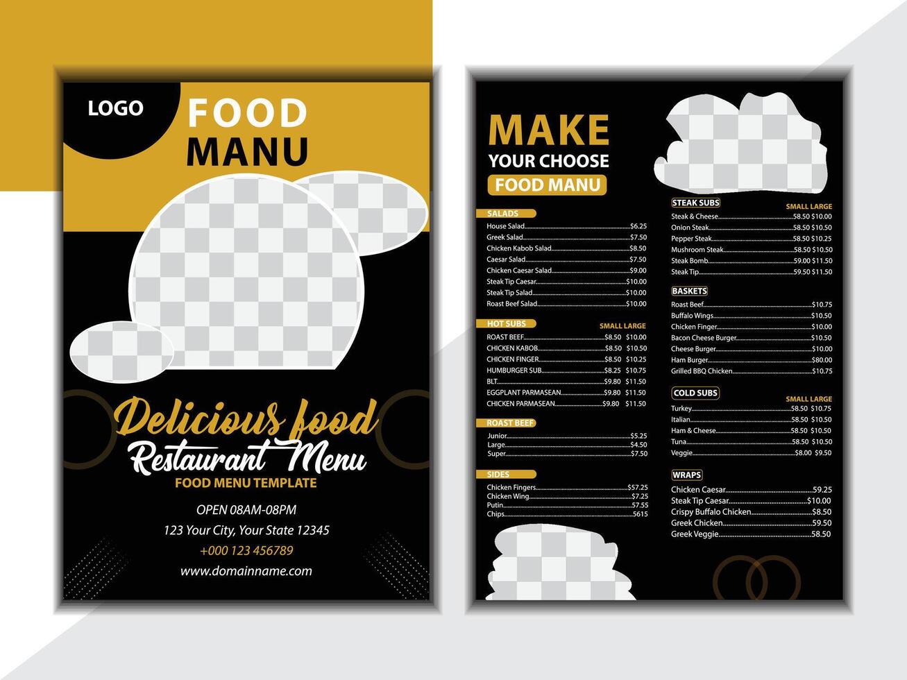 Modern restaurant menu design template for fast food vector