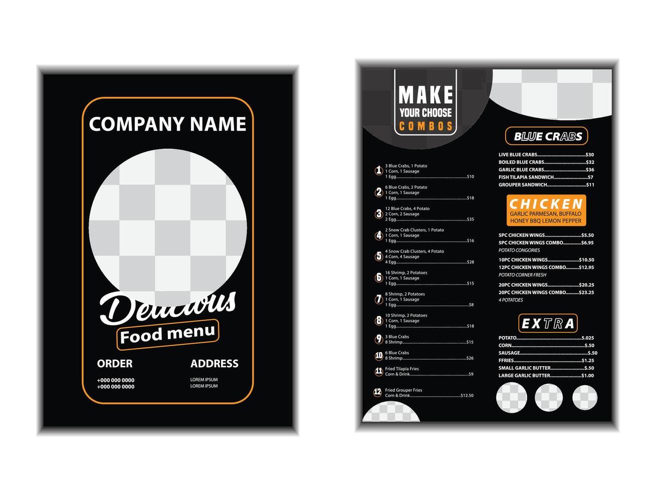 Modern restaurant menu design template for fast food vector